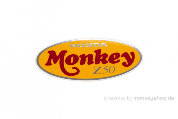 Honda Seitendeckel Aufkleber Emblem orange rot chrom "Honda Monkey Z50" f. Monkey Z50