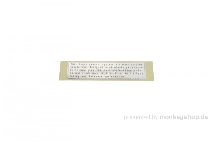Honda Aufkleber Hinweis Auspuff Exhaust englisch