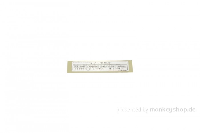 Honda Aufkleber Reifendruck Tire Information japanisch f. Monkey 12V
