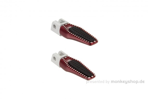 LSL Fußrasten ERGONIA Aluminium CNC starr rot eloxiert mit ABE f. Monkey 125 + MSX + Dax 125 JB04