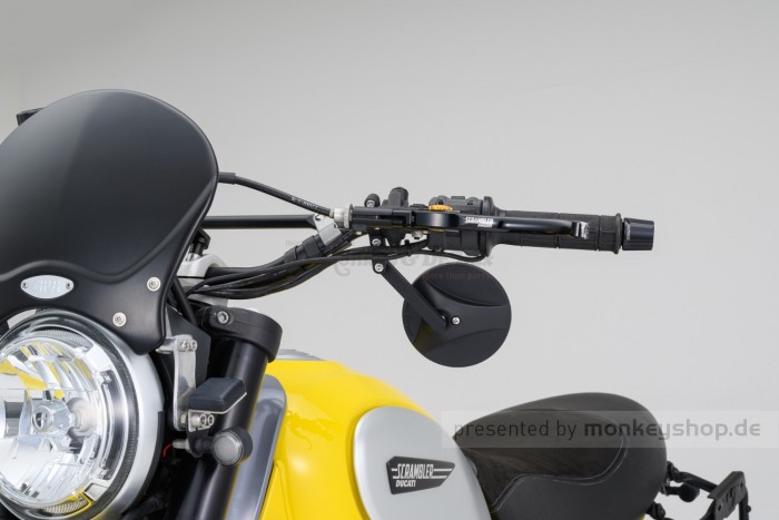 Daytona "D-MIRROR-18" ABS Nylon Lenker Klemmen Spiegel schwarz