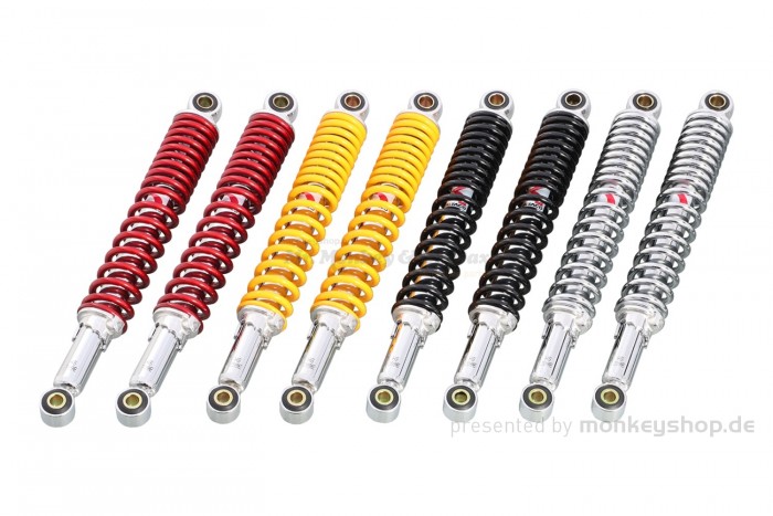 Kitaco Stoßdämpfer Paar 330 mm chrom metallic rot f. Dax + SS50