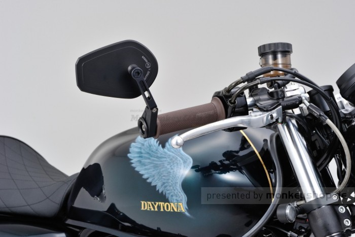 Daytona "D-MIRROR-15" Aluminium Lenkerenden Spiegel flach schwarz