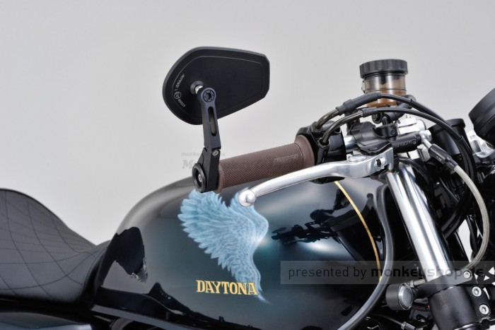 Daytona "D-MIRROR-15" Aluminium Lenkerenden Spiegel flach schwarz