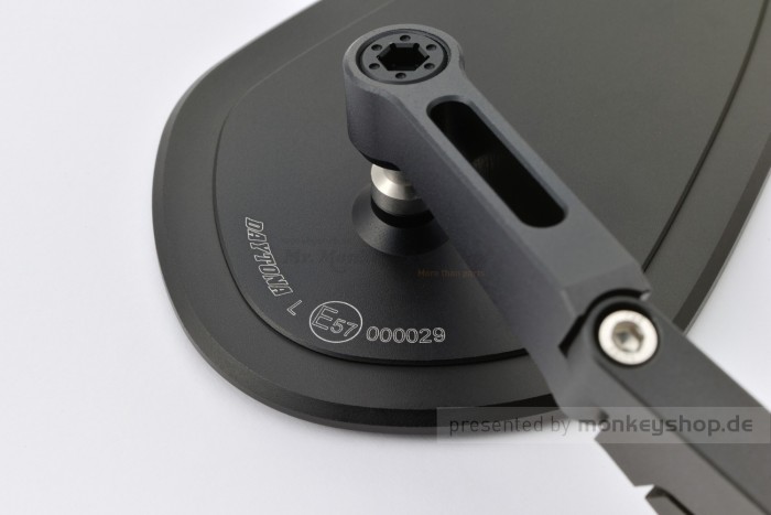 Daytona "D-MIRROR-15" Aluminium Lenkerenden Spiegel flach schwarz