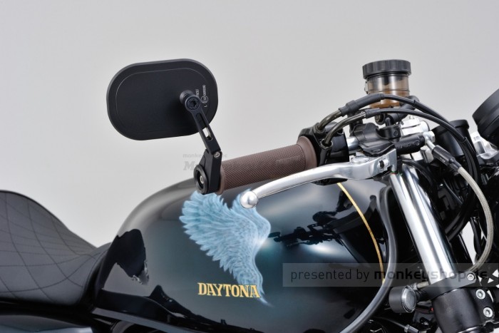 Daytona "D-MIRROR-16" Aluminium Lenkerenden Spiegel dünn schwarz