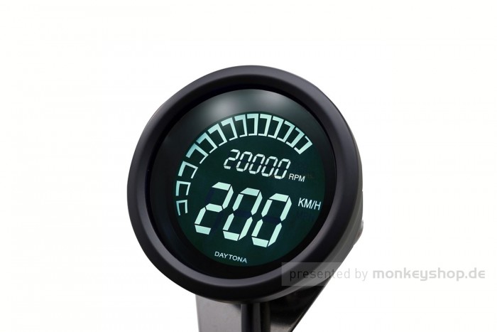 Daytona Velona ø60 Digital Multifunktionsinstrument Tachometer Drehzahlmesser schwarz