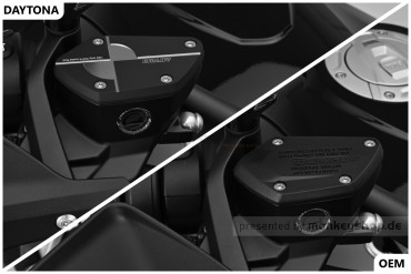 Daytona Deckel Bremspumpe vorn Aluminium CNC 2-farbig schwarz gun-metal grau eloxiert für BMW