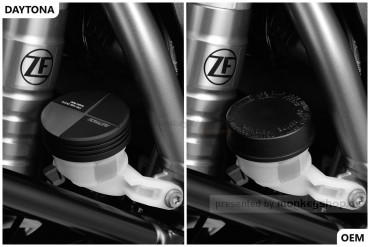 Daytona Deckel Bremspumpe hinten Aluminium CNC 2-farbig schwarz gun-metal grau eloxiert für BMW